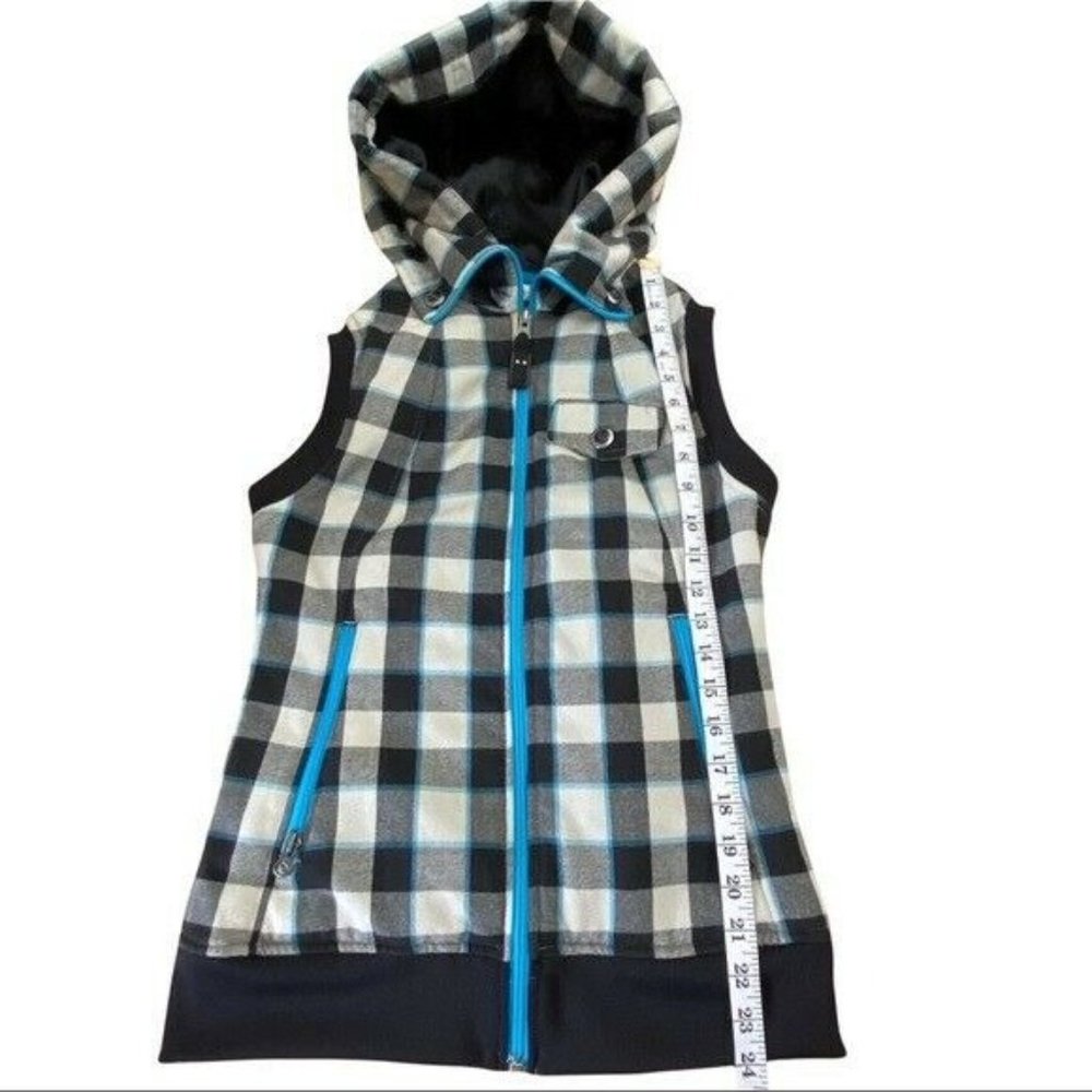 Burton Ho Chi Minh Plaid Vest Dry Ride Hooded Small EUC Ski Snowboard - Picture 9 of 12